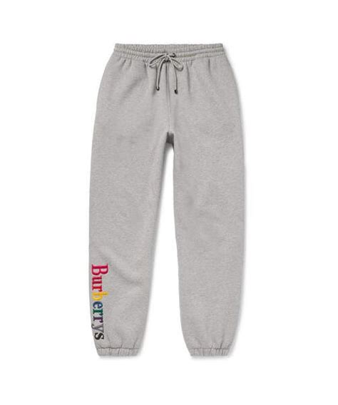 burberry appliquéd mélange fleece-back cotton-blend jersey sweatpants|BURBERRY Logo.